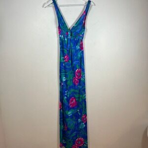 Liberty House Hawaii Kamehameha VTG 70s Retro Floral Maxi Dress XS - FLAW HEM